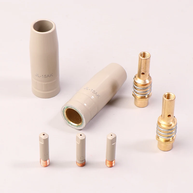 0.8/1.0/1.2mm MIG Torch Gas Nozzle Tip Holder Protection Parts 15AK Welding Torch New Coating Protection Nozzle 9Pcs
