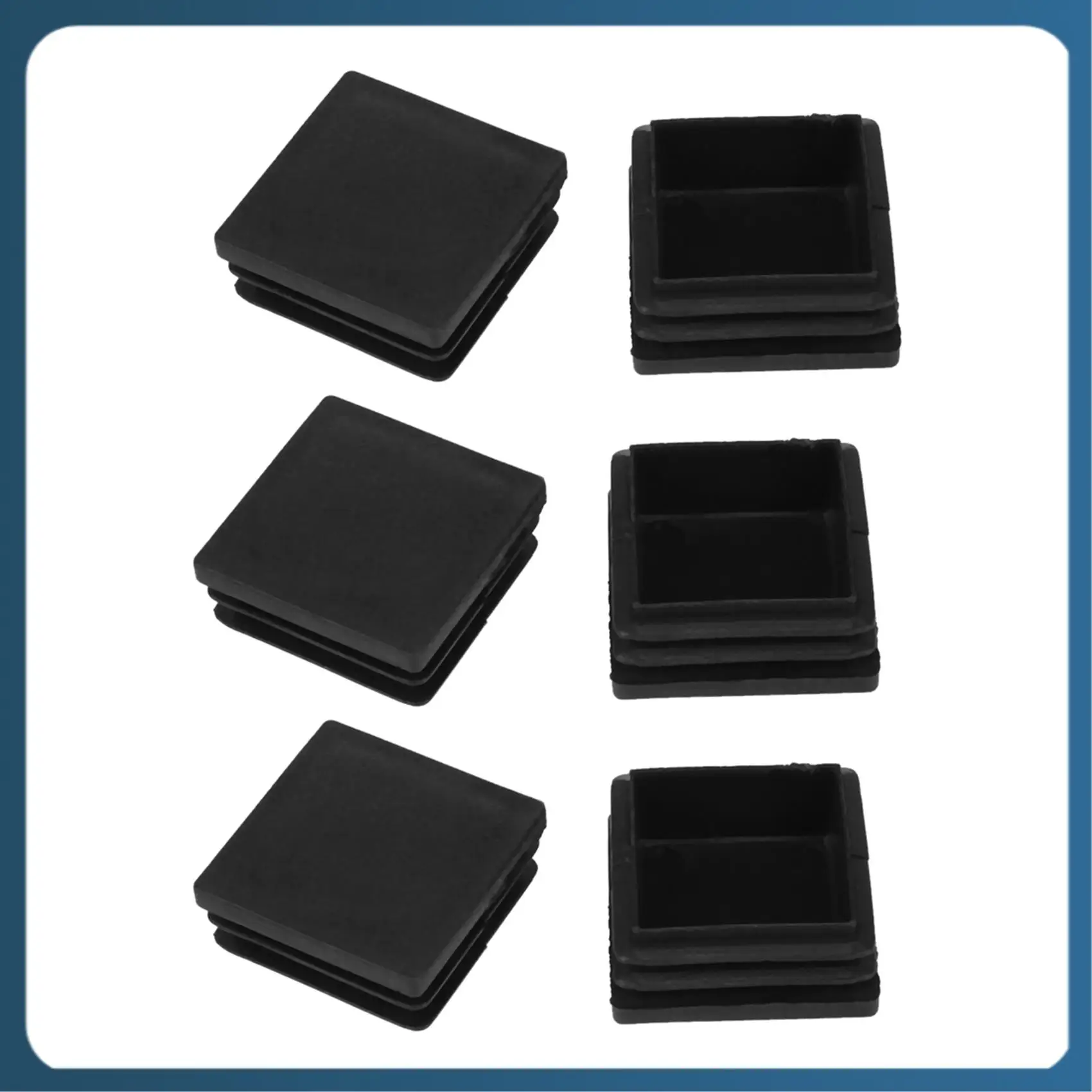 AB02 40 مم × 40 مم أنبوب بلاستيكي مربع إدراج نهاية تقطيع قبعات سوداء 30 قطعة