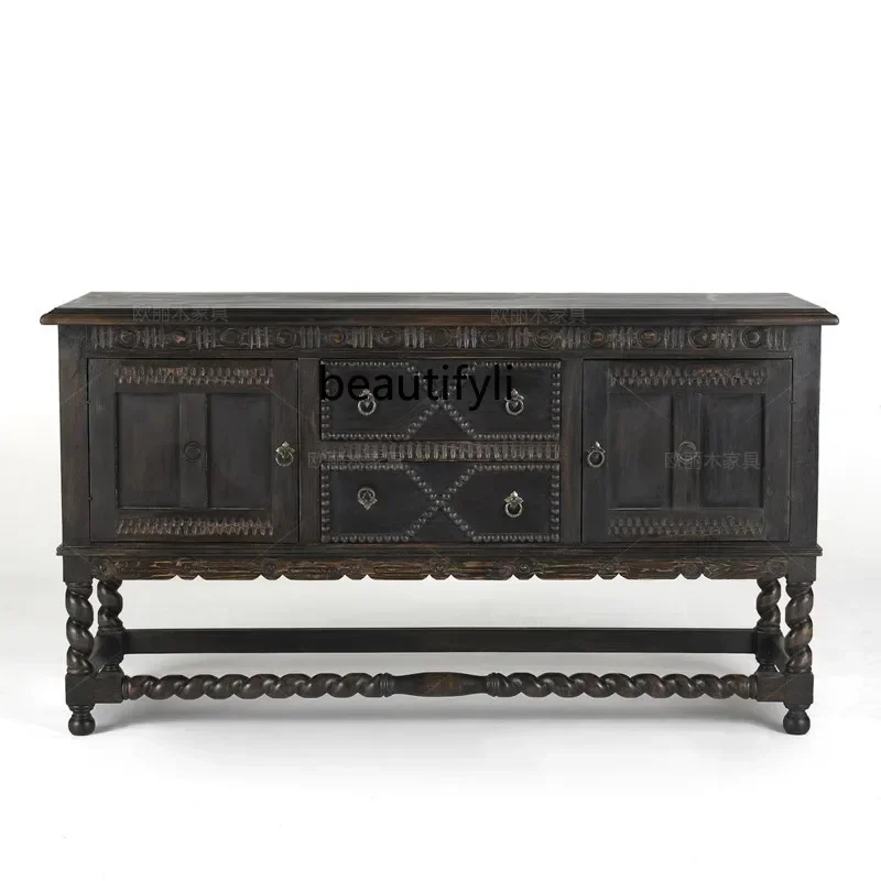 New arrive Furniture American retro solid wood living room porch cabinet partition, French art old dining side cabinet