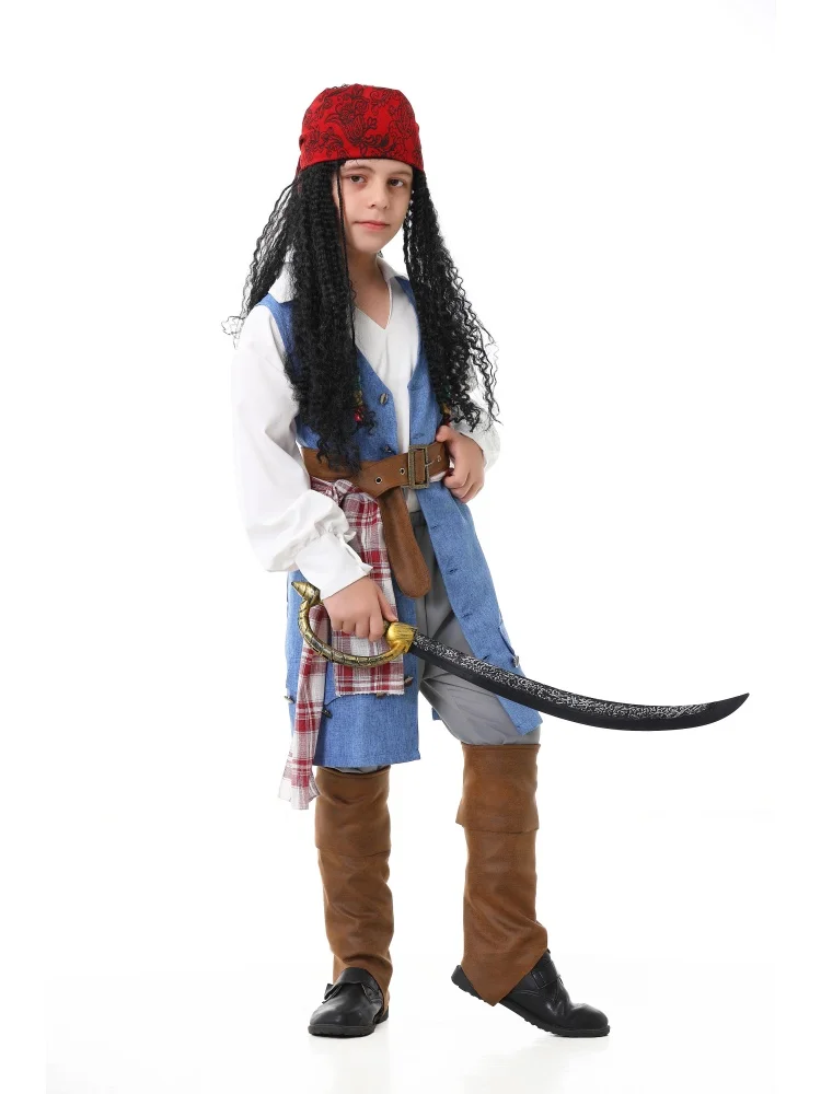 Unisex Retro Piraten-Cosplay-Outfit Blaue Weste Halloween Karneval Familien-Paar Kostüm Bühnenkostüm 2026 – Detail 30