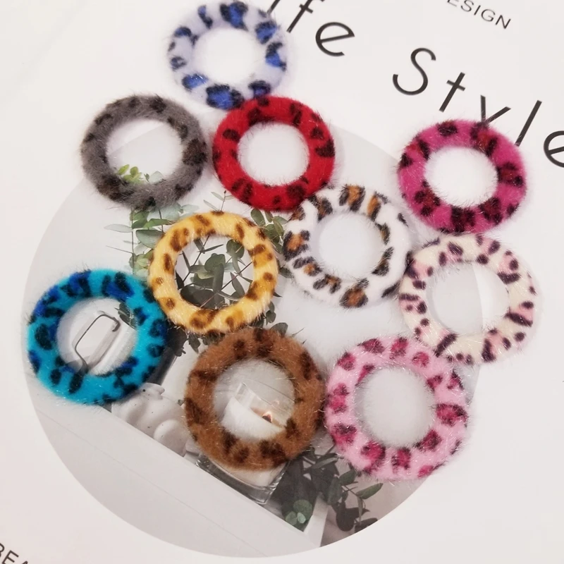 DIY Handmade  Accessories Korea, Autumn and Winter Burst Leopard Mohair Ring  Earrings Materials 10 Pieces