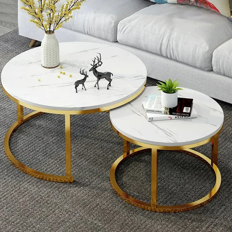 Modern Nordic Coffee Table Round Luxury White Storage Coffee Table Floor Home Stolik Kawowy Living Room Sets Furniture CJ-102