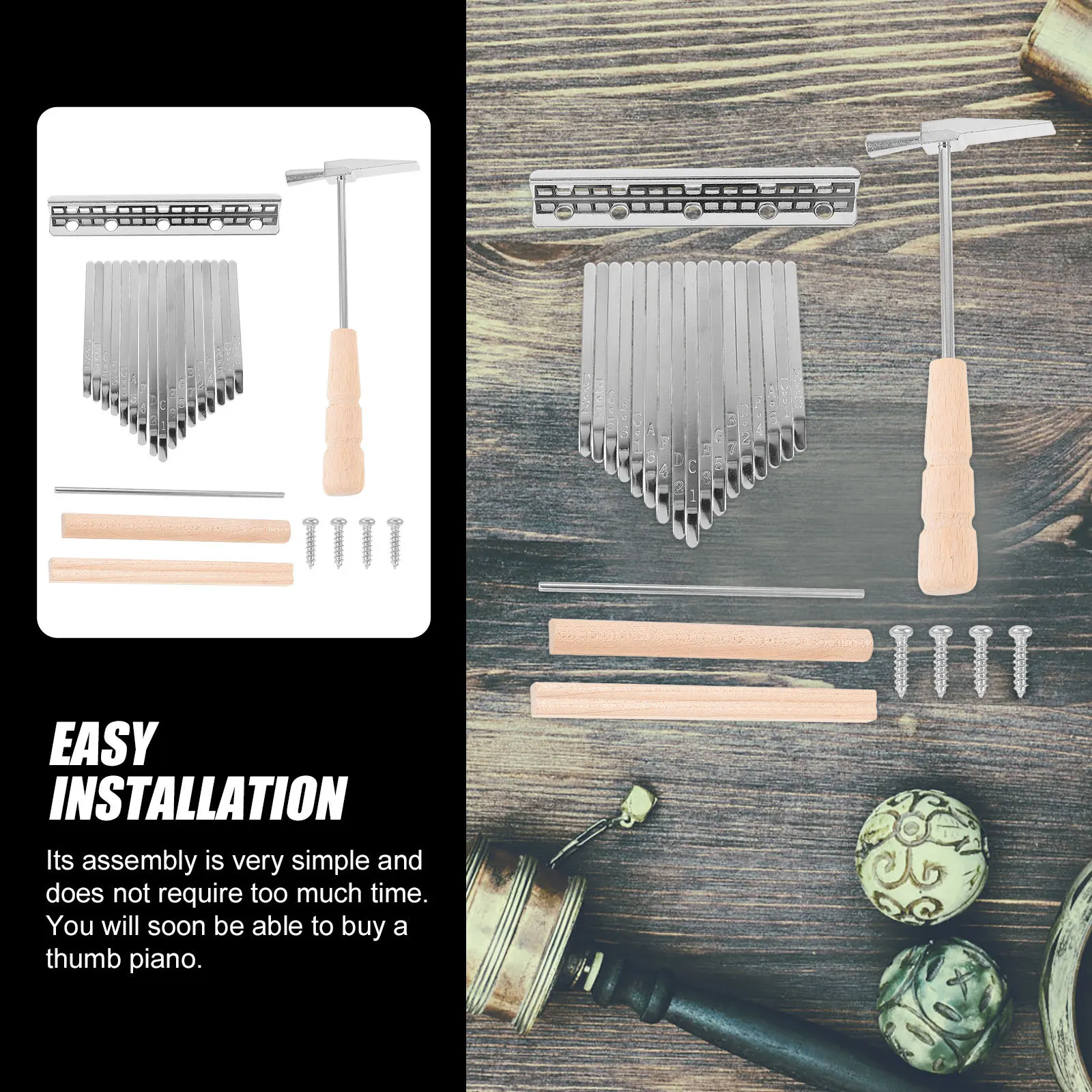 

DIY Thumb Piano Accessories Set 17 Tones Complete Kit Economical Affordable Quick Installation Musical Instrument