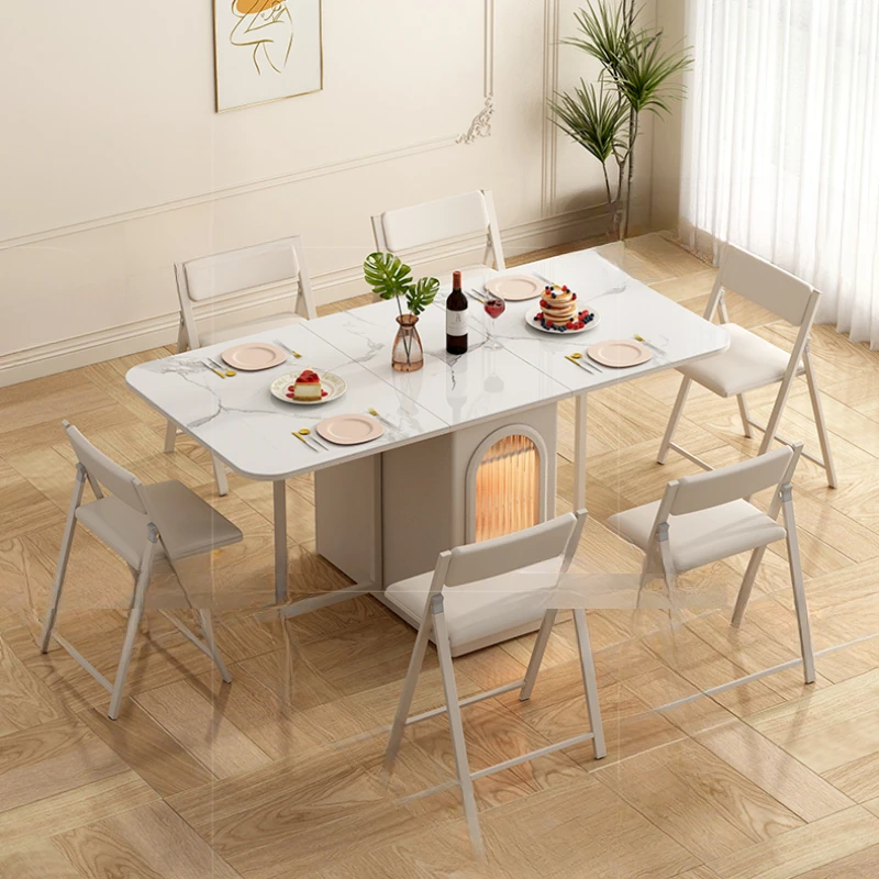 Folding dining table with electromagnetic stove integrated household embedded concealed installation, built-in family hot pot ri