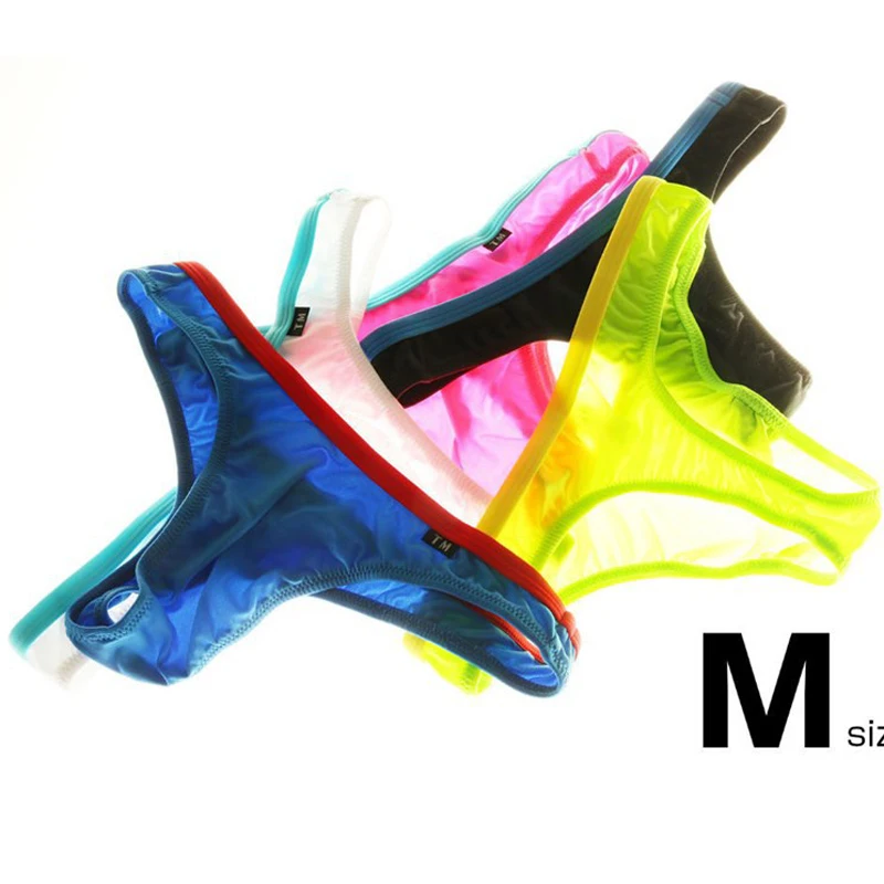 new Men\'s U convex underwear antibacterial thong underwear sexy thin ice silk elastic sexy T pants see through jockstrap men
