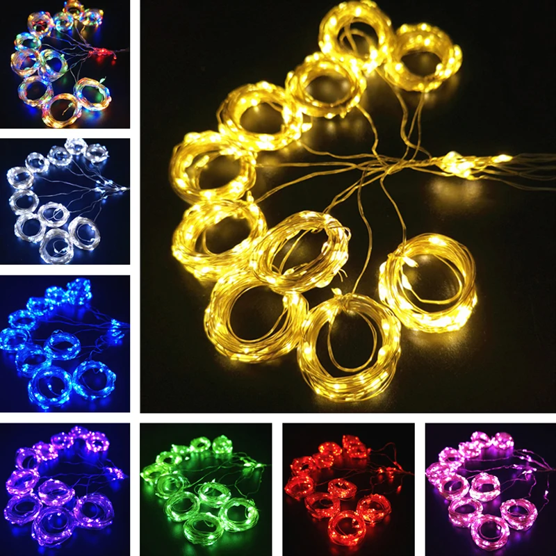 New Year 2024 Garland LED Copper wire Curtain Fairy Lights 3 Meter Home Window Bedroom Christmas Wedding Party Decoration Lamp