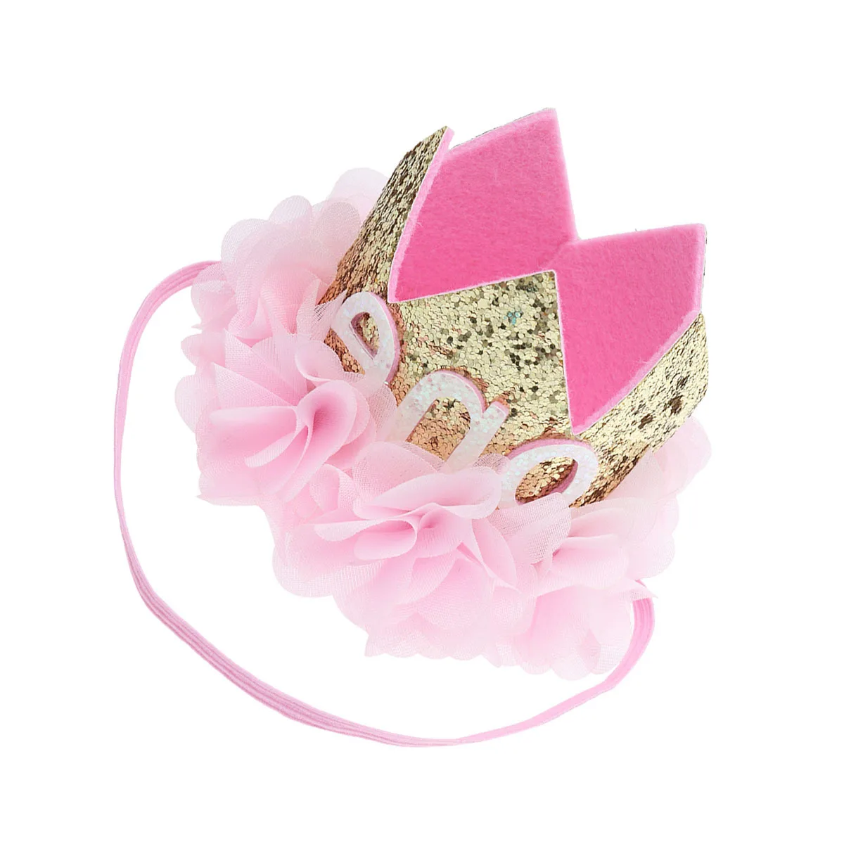

Baby First Birthday Headband Flower Crown Tiara Gold Lightweight Baby Birthday Hat Elegant Party Headdress Photo Shoot