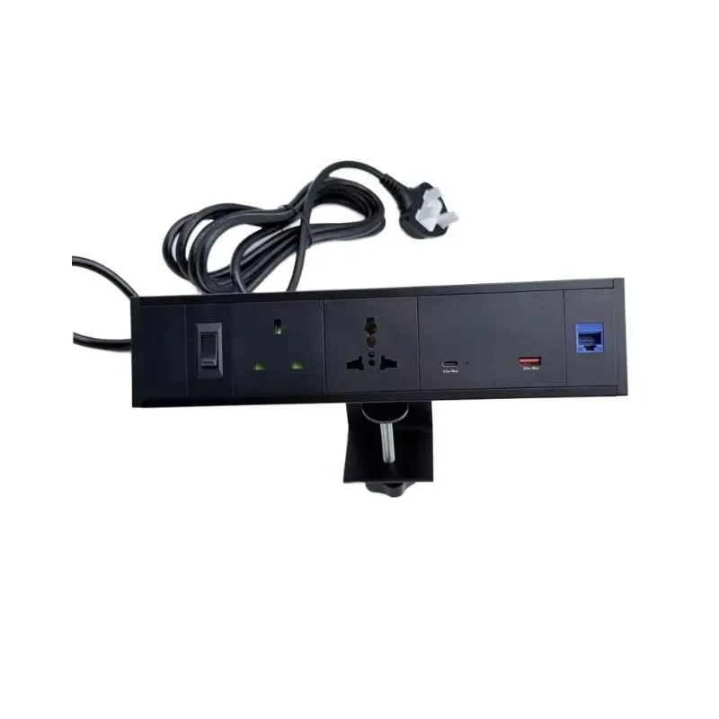 High quality Industrial clip-on socket, aluminum alloy material, universal power supply, with switch USB & RJ45 network port
