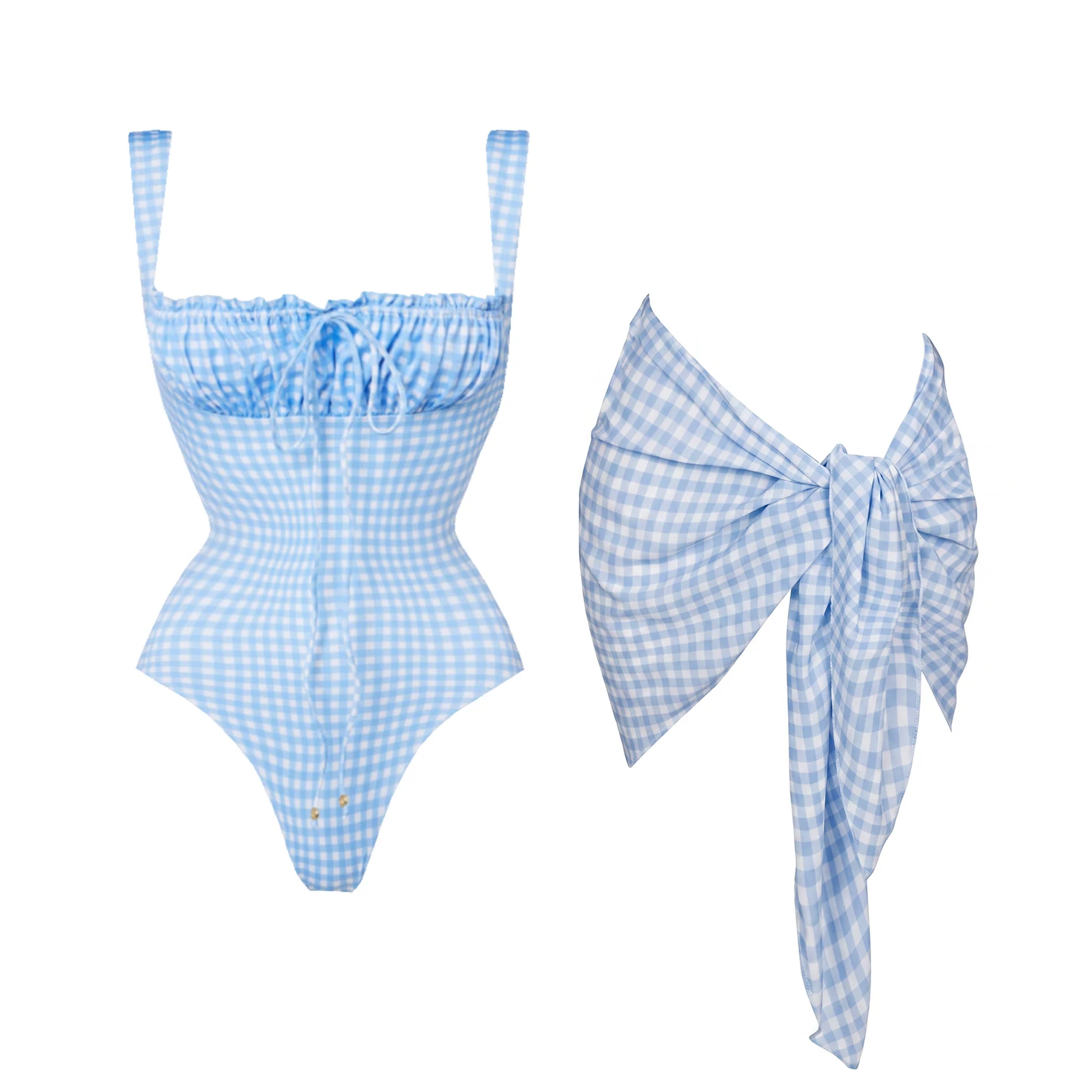 2Pcs Dot One Piece Swimsuit Women Sexy Bikini Bandeau Biquini Push Up Swimwear Female Patchwork Swim Suit Bathingsuit Beachwear view 2