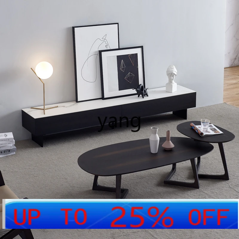 

Ltt minimalist rock slab coffee table TV cabinet combination modern minimalist light luxury marble