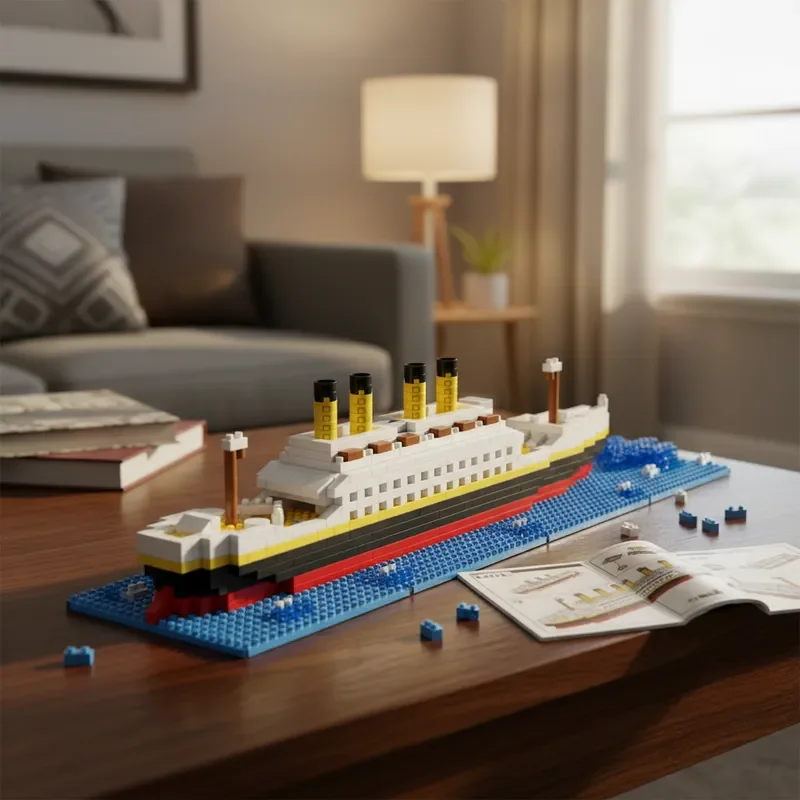 ชุดตัวต่อเรือ MOC Creative Boat Collection แบบ DIY ของเล่นตัวต่อขนาดเล็ก รุ่นเรือไททานิค แบบตัวต่อปริศนาเพื่อการศึกษา สำหรับเด็ก