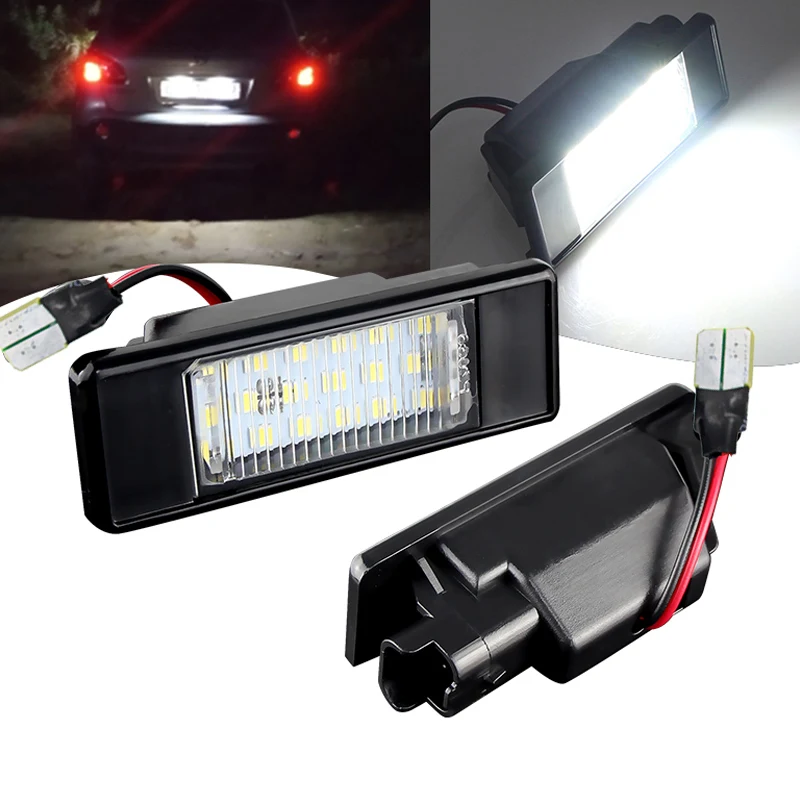 2Pcs Error Free White LED License Plate light For Nissan X-Trail T30 T31 Qashqai J10 J11 Primera P12 Pathfinder R51 Juke F15
