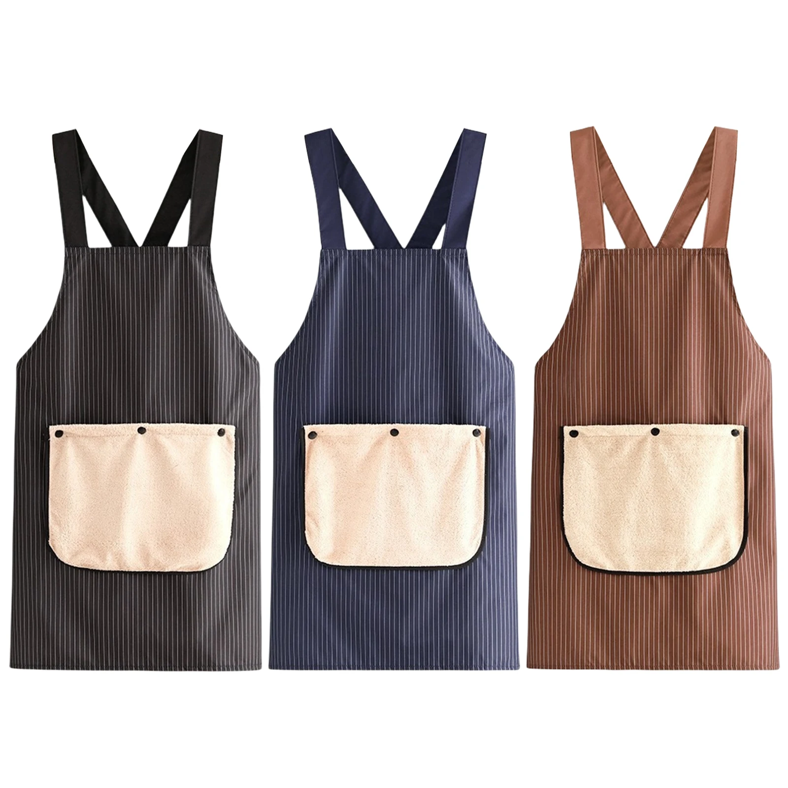 White Black Striped Man Woman Home Restaurant Kitchen Baking Nail Bib Oil Repellent Work Apron Removable Hand Towel Clean Apron