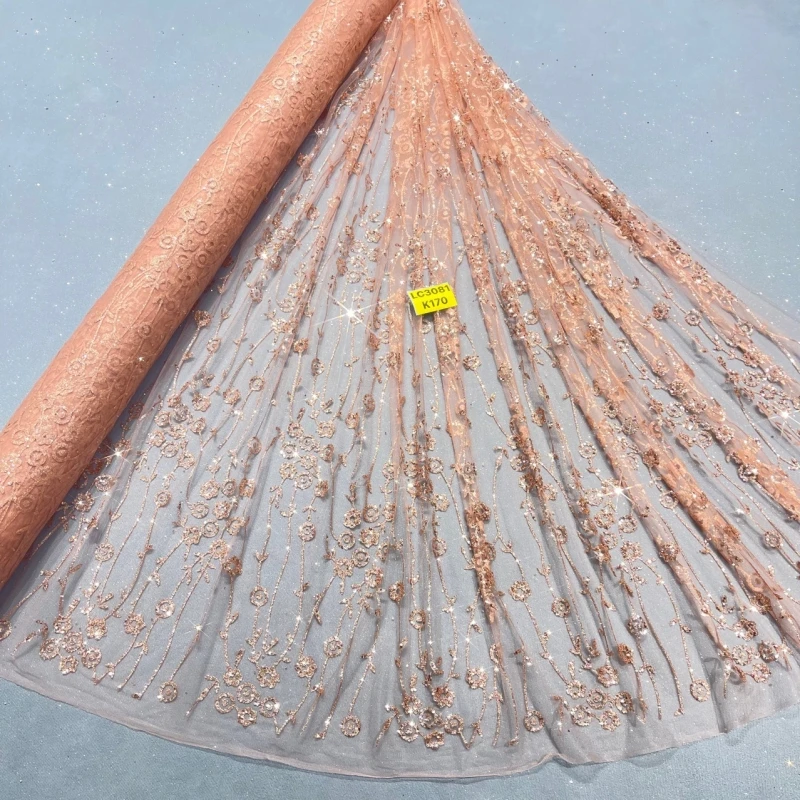 

10 Yards champagne Patterned Wedding Dress Fabric Mesh Spray Lace 150cm Wedding Party Pink Spray gold Tull fabric