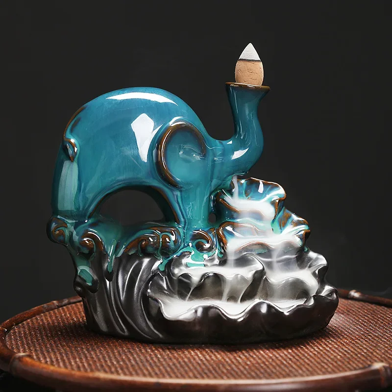 

Ceramic Handicrafts Elephant Backflow Incense Censer Home Ornament