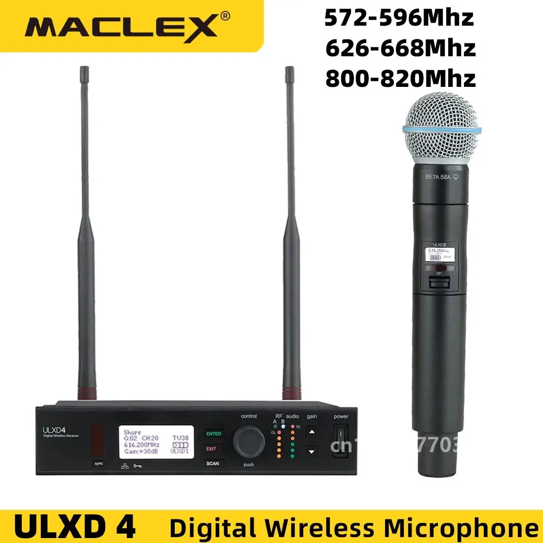 MACLEX ULXD4/ULXD24 BETA58A High Quality Professional  Performance Singing Large Party Wireless Microphone System Stage Mic