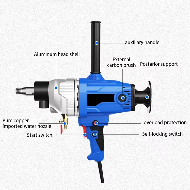 High-Power Water Drilling Machine Handheld Hole Punching Water Grinding Drill Hole Opener Drill Concrete Core Drill Machine