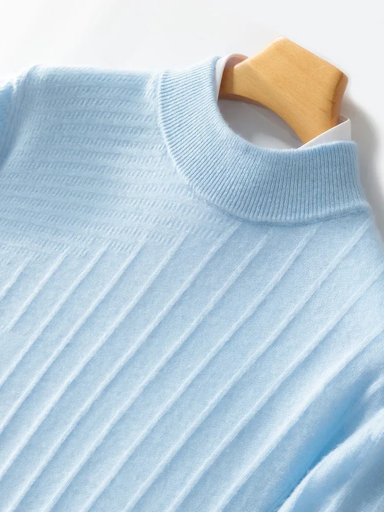 

Aliselect Men's Mock Neck Basic Cashmere Sweater Soft Comfort Smart Casual Pullover 100% Merino Wool Knitwear Autumn Winter Tops