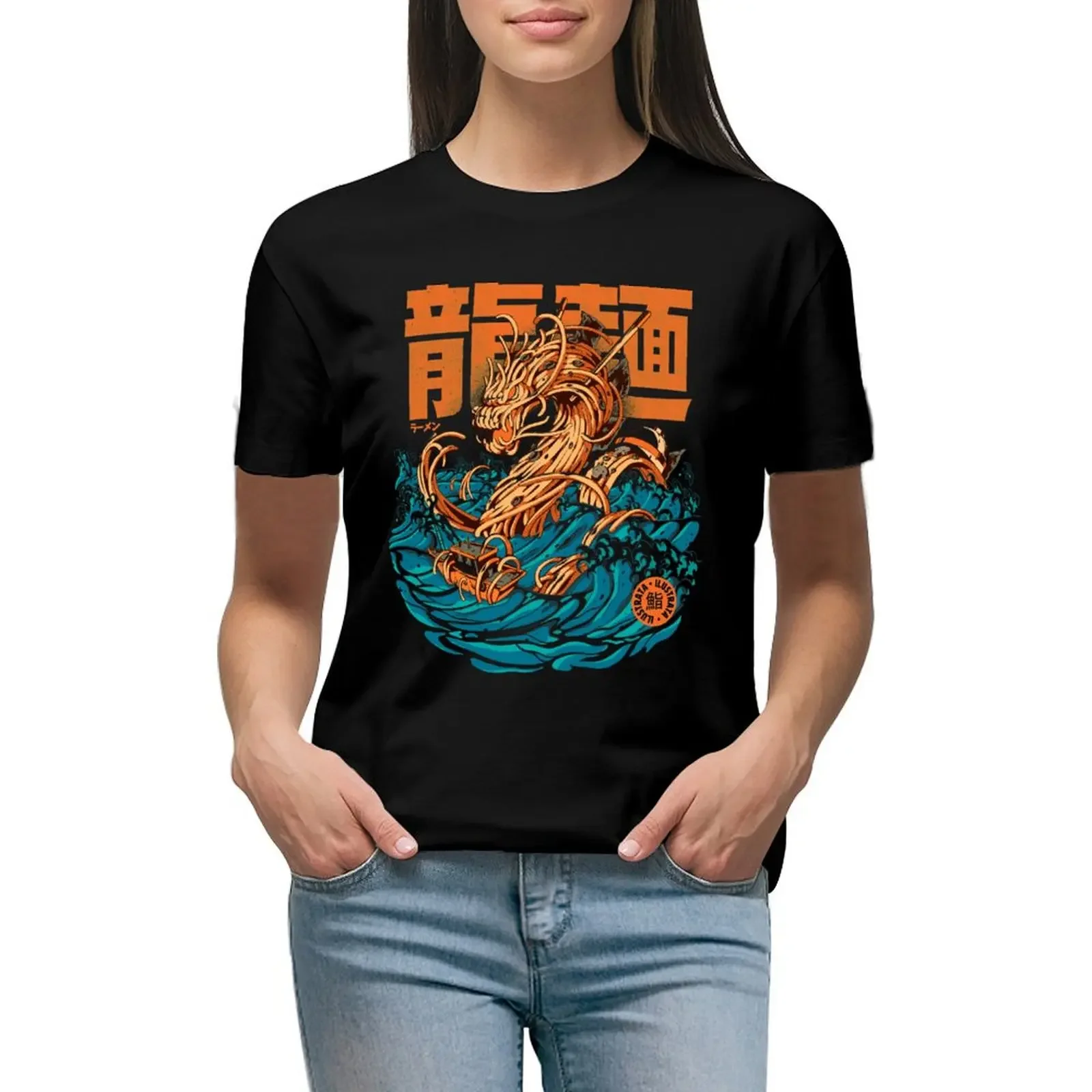 

Great Ramen Dragon off Kanagawa T-Shirt plus size tops cute clothes customs design your own Women's summer blouses 2024