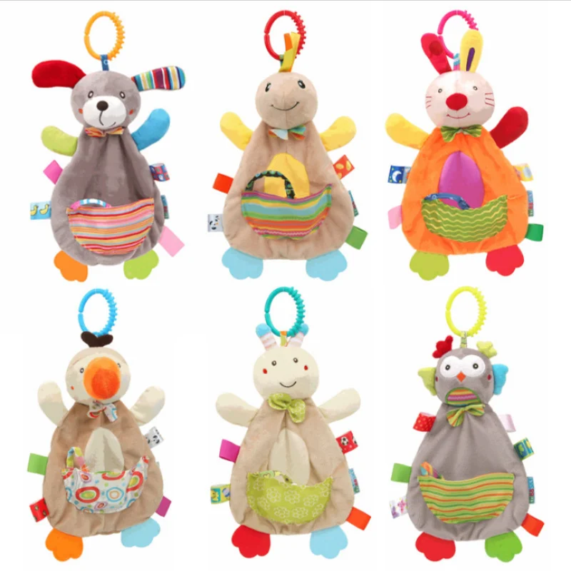 Baby Sensory Hanging Rattles Soft Learning Toy Plush Animals Stroller Infant Car Bed Crib with Teether for Bebe Babies Toddlers