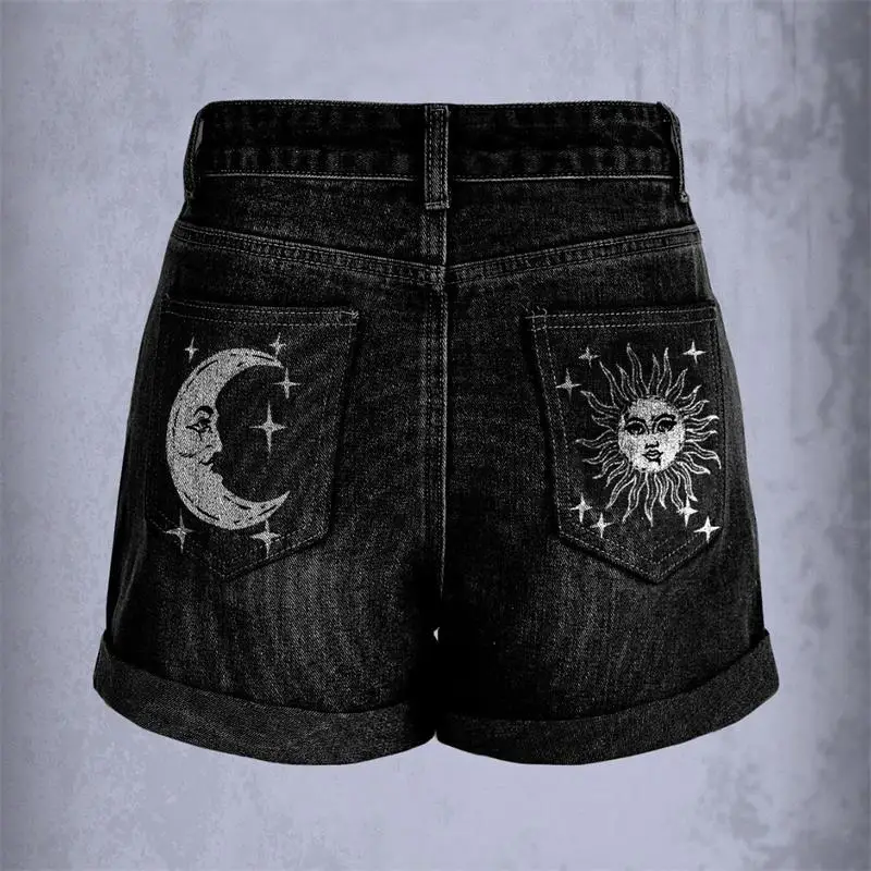 

Women's Denim Short 2024 Summer New High-Waisted Women's Denim Shorts Rolled Casual Printed Shorts