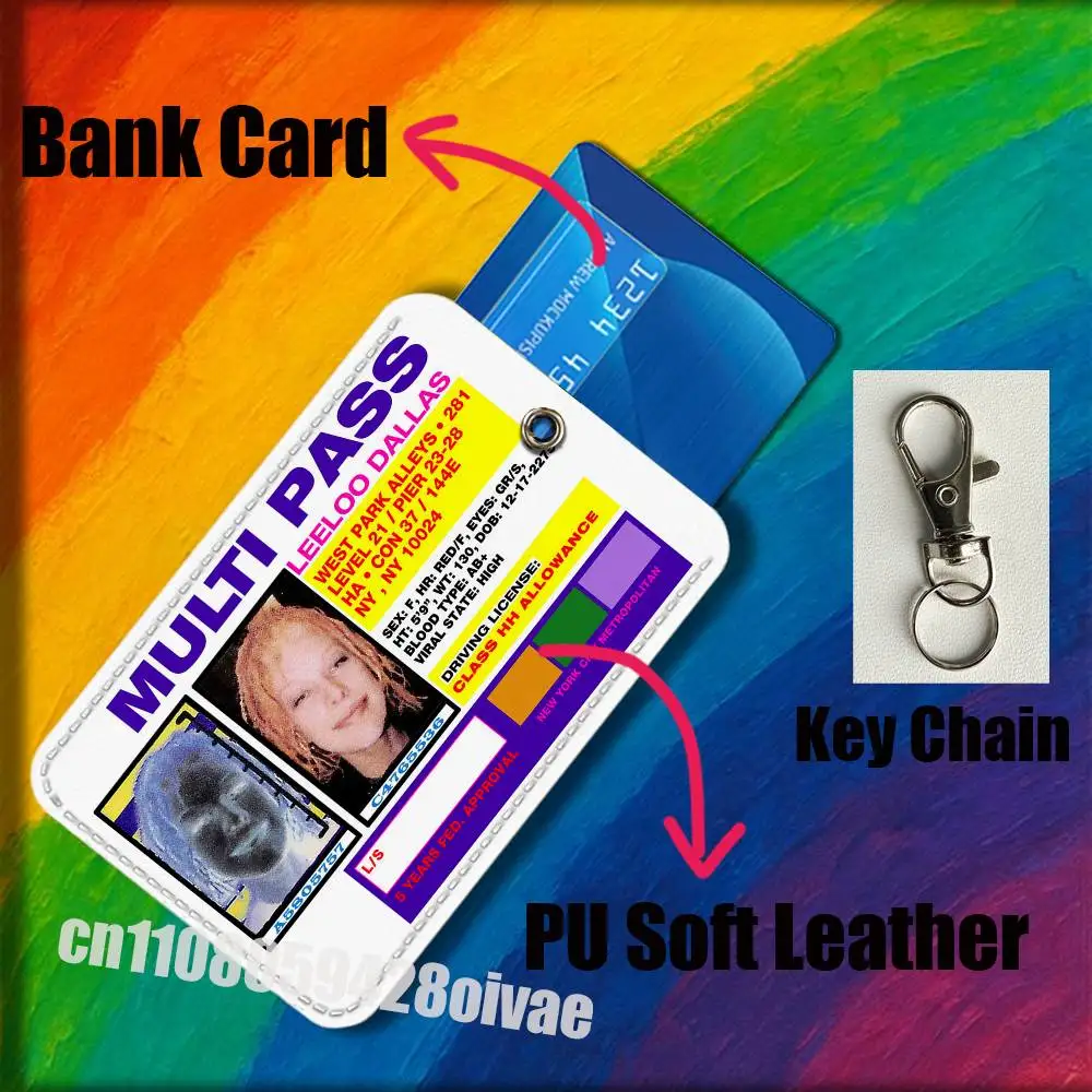 Leeloo Dallas Multipass Korben para Clips de Identificação, Cartões de Crédito, Bolsas, Cartões de Transporte, Capa Protetora, Decoração de Bolso, Chaveiro