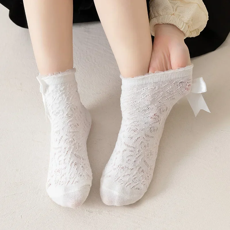 Girl Frilly Socks Lace JK Calf Sock for Kids Sweet Princess Ruffle White Black Color Sock for Children Spring Summer Clothing