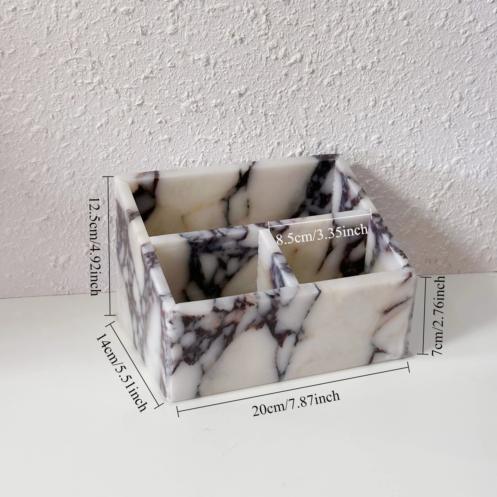 럭셔리 칼라카타 비올라 천연 대리석 데스크탑 정리함, 펜, 메이크업 브러쉬, 보석 정리용 다층 스톤 트레이