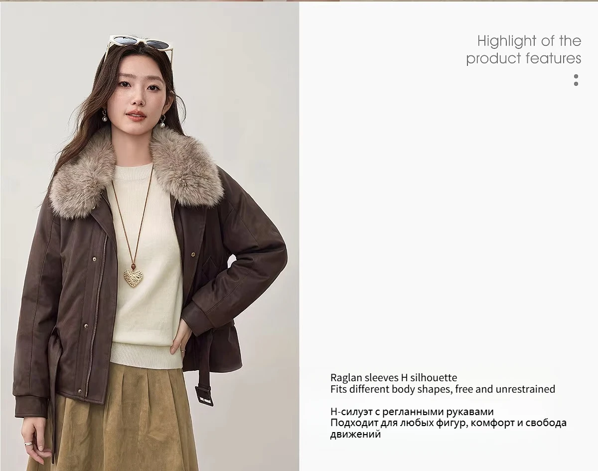 SENTUBILA Women Winter 90% White Duck Down Jacket 2026 Office Ladies Commuter Warm Faux Fur Hooded Belt jacket Woman W64YD8064