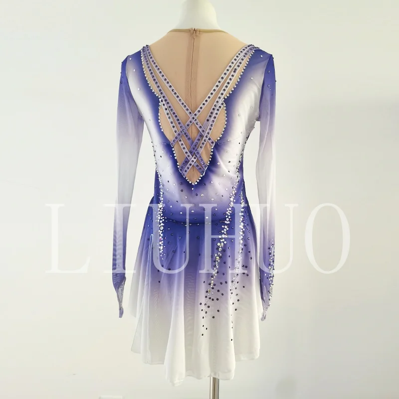 LIUHUO Ijs Kunstschaatsen Jurk Meisjes Vrouwen Tieners Stretchy Spandex Paars Competitie Groothandel BD8982