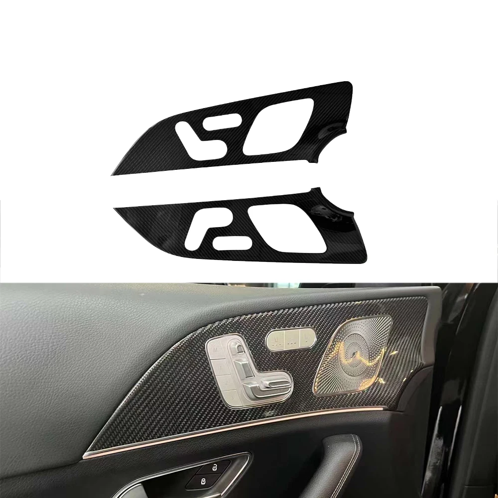 2PCS Front Door Trim Real Dry Carbon Fiber Interior Door Panel Decoration Strip For Mercedes GLE 2019up