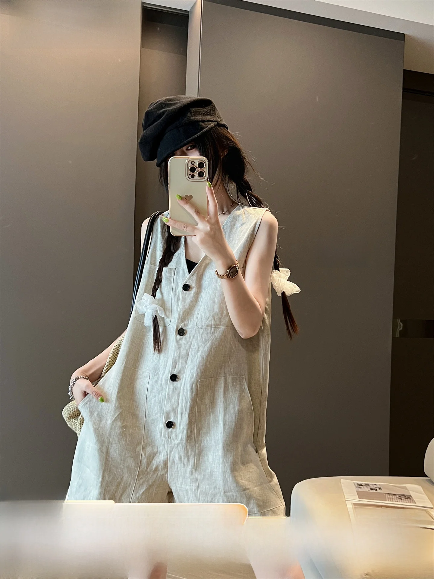 

Льняной комбинезон женский повседневный, лето 2025, новинка, трендовый, с высокой талией, широкие брюки, длина до щиколотки, для работы и отдыха