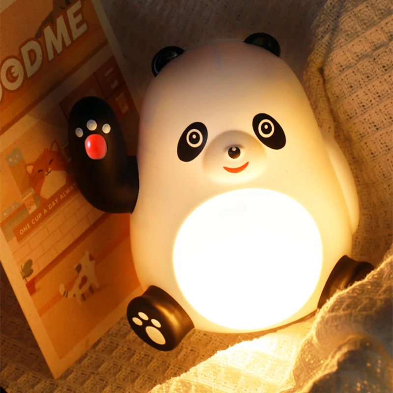 Panda LED Night Light for Children's Bedroom, Carregamento USB, Bedside Warm Light, Proteção para os olhos, Abajur, Decoração do quarto, Presente de aniversário