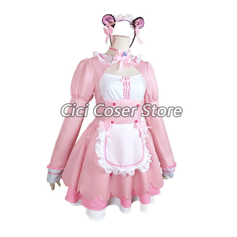 Nekopara Chocola Vanilla Cosplay Costume Wig Lolita Maid Dresses Cat Ears Tail Women Girls Halloween Party Outfits Wigs Shoes