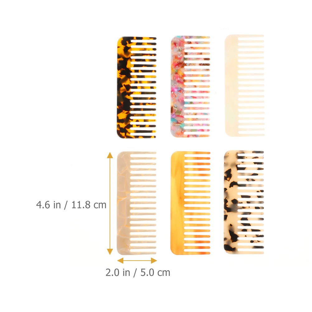 

6pcs Acetate Sheet Marble Combs Hair Care Detangling Anti static Smooth For All Hair Types Dry Wet Use Long Term Durable