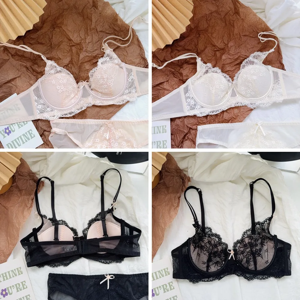 

Sexy Black Lace Lingerie Set with Underwire, Comfortable Lift for Larger Busts