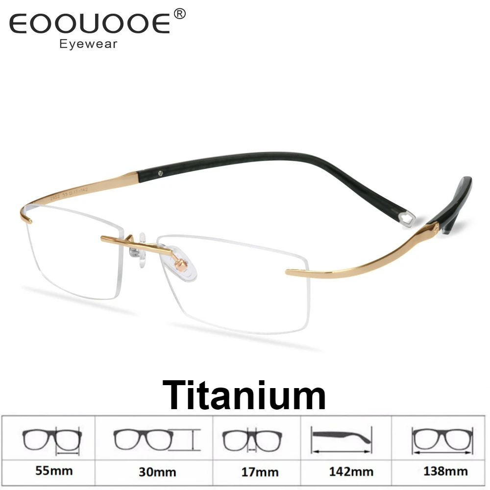 EOOUOOE Pure Titanium Eyeglasse Reading Glasses Frame Design Myopia Hyperopia Eyewear Prescription Men's Optics