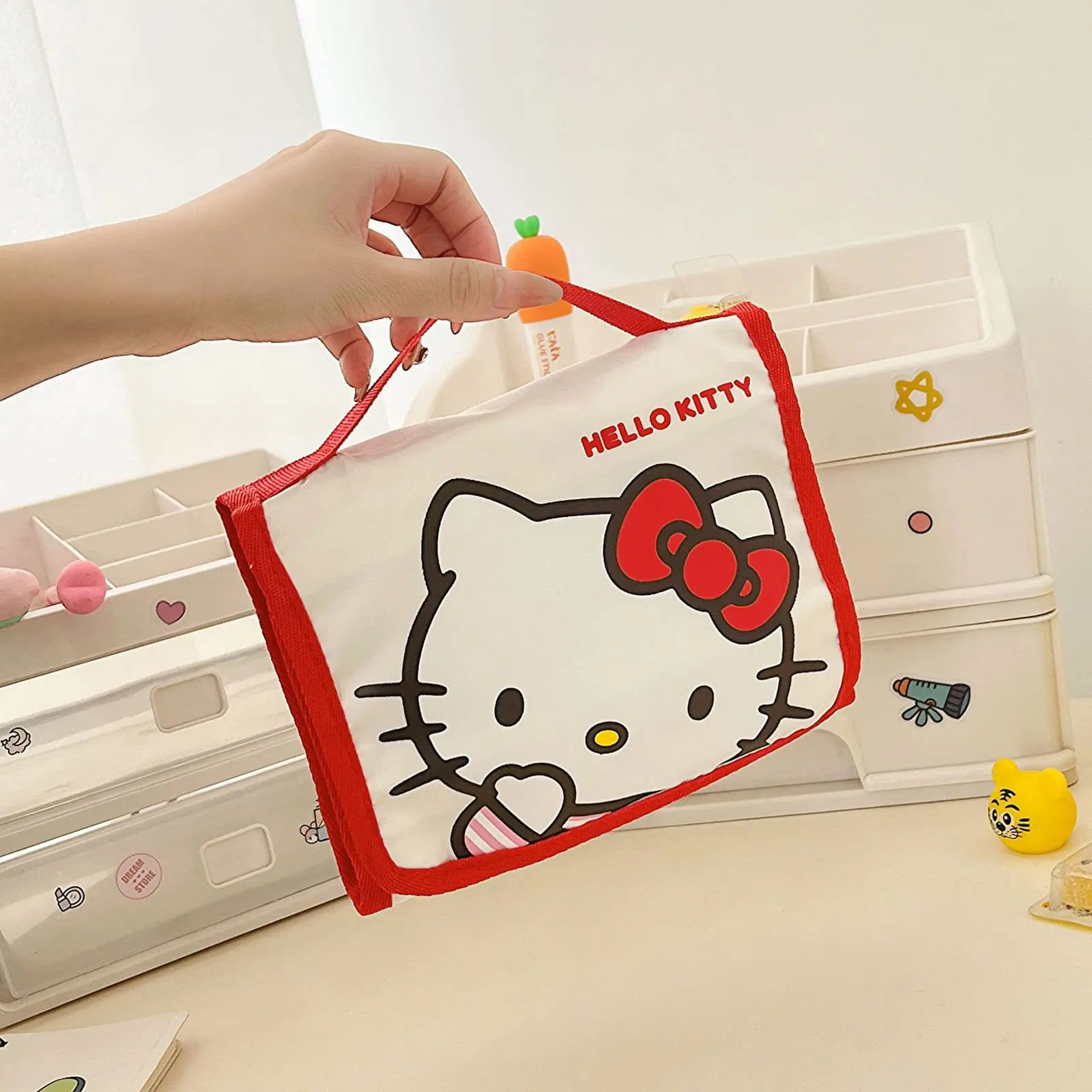 Hello kitty borsa da toilette da appendere per le donne borsa da viaggio impermeabile da viaggio per articoli da toeletta borsa cosmetica carina