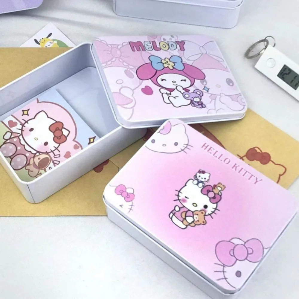 Kawaii Hello Kitty Kuromi Tinplate Storage Box AnimeCute Sanrios Bracelet Necklace Metal ContainerCandy Case Valentine Day Gifts