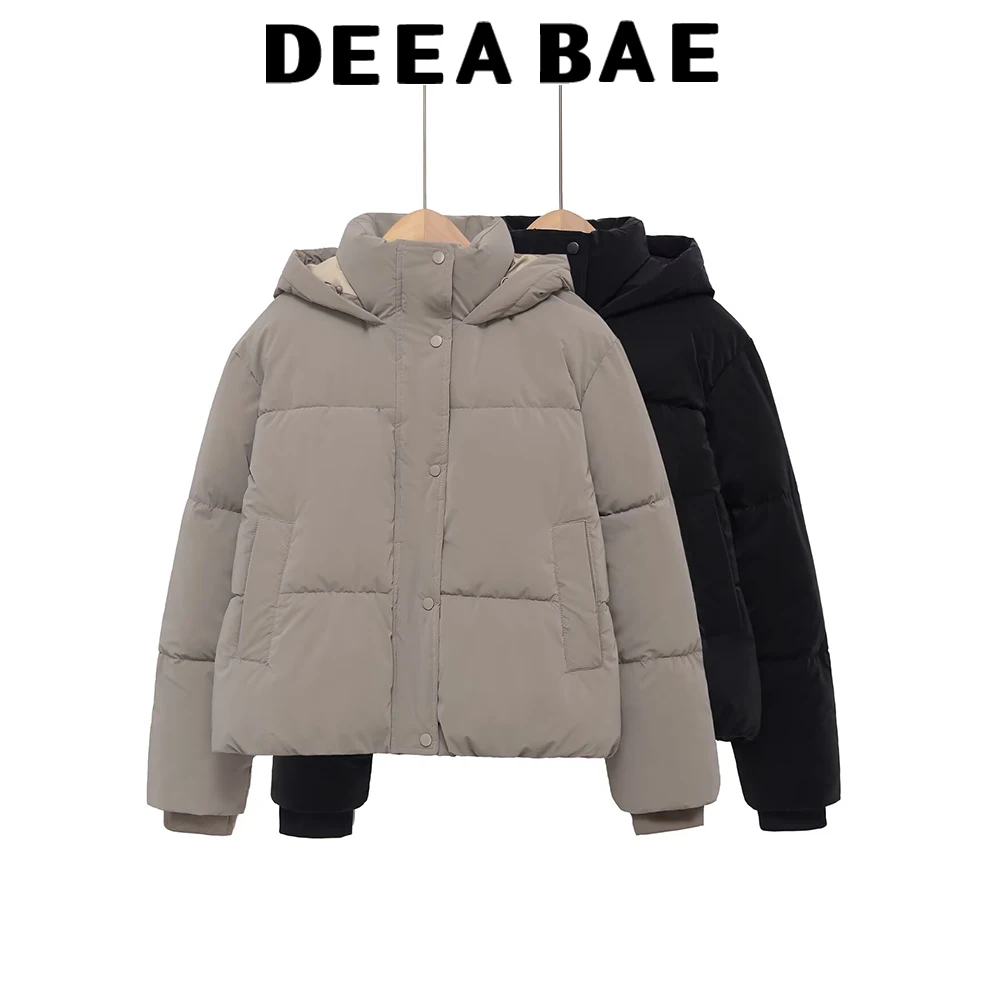 DEEABAE 2025冬新作 レディース 長袖 ショート丈 ウィンド フード付き 厚手ジャケット コート 綿服 綿服