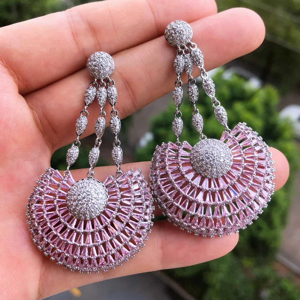 

Missvikki Luxury Crystal Romantic Big Earrings for Women Bridal Drop Dangling Earrings Party Wedding Fashion Jewelry Gifts