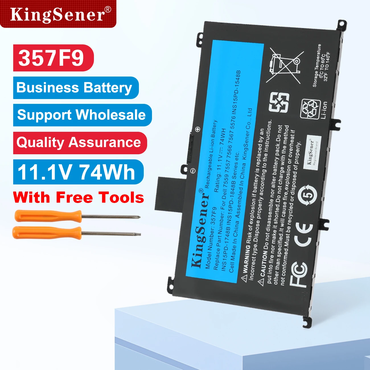 

KingSener 11,4 V 74Wh 357F 9 Аккумулятор для DELL Inspiron 15 Gaming 5576 5577 7566 7567 7000 7557 P65F P57F P65F001 P57F001