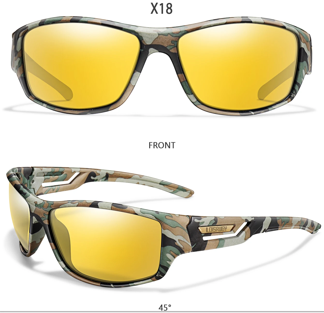 Polarisierte Sonnenbrille für Herren, Camo, Militär-Stil, Festival-Geschenke, UV400, zum Radfahren, Reiten, Laufen, Angeln und Autofahren – Detail 9