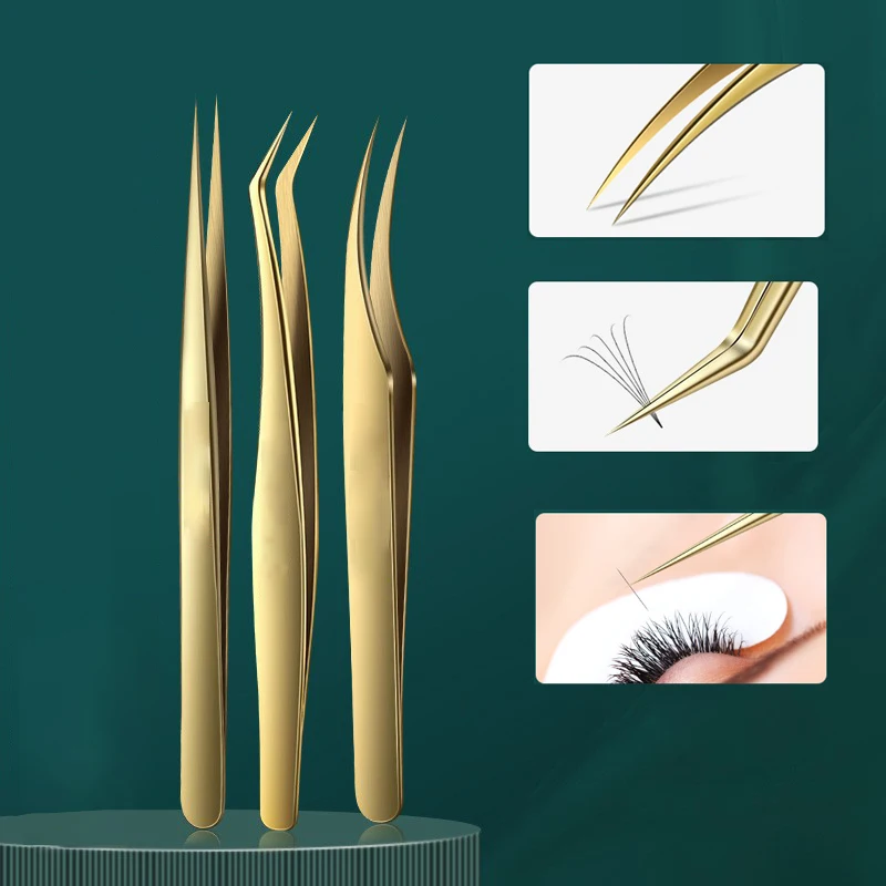 Antistatische Pinzette für gerade Wimpernverlängerungen (1 Stück) Industrielle Präzisionspinzette für gebogene und gerade Wimpern und Augenbrauen, Make-up-Werkzeuge