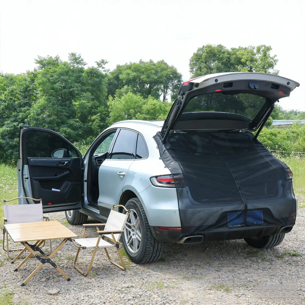 Ventilated Magnetic Car Trunk Mosquito Net Sunshade Insect Proof Car Tailgate Mesh Curtain Two-way Zipper Fine Mesh