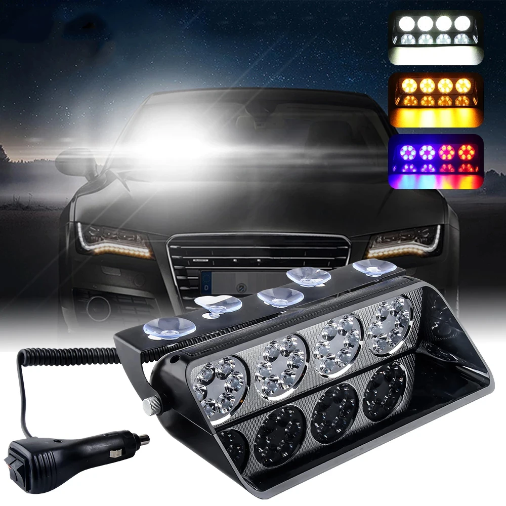 24 LED Police Light Car Lights 72W Dash Windshield Beacon Hazard Flasher Warning Flashing Lamp Car Emergency Strobe Light