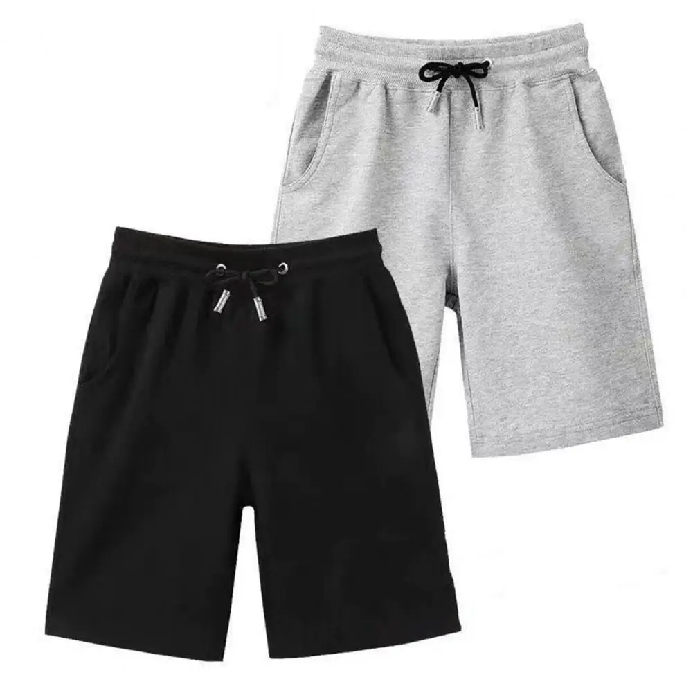 Men Wide Leg Shorts Stylish Men's Summer Shorts with Elastic Waistband Side Pockets Quick-drying Fabric for Beach Fitness Casual