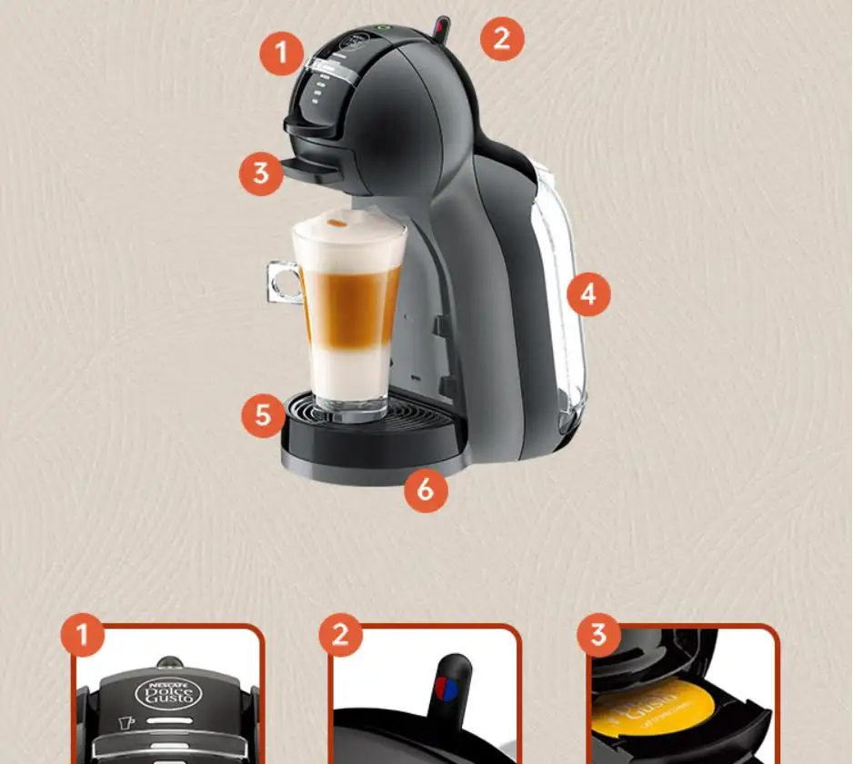 สีดํา Nescafe Dolce Gusto อิตาเลี่ยนแคปซูลกาแฟบ้านสีดําในครัวเรือน cafe maker เอสเปรสโซสีชมพู mini me 15BAR ฟองนม