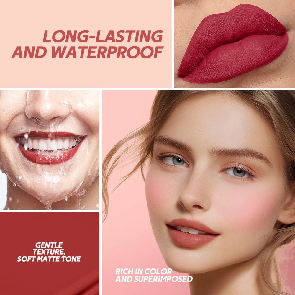 lakerain Waterproof Teddy Lip Gloss Velvet Matte Lip Mud Long-lasting Coloring Lipstick Light Non-transfer Lip Glaze Face Makeup