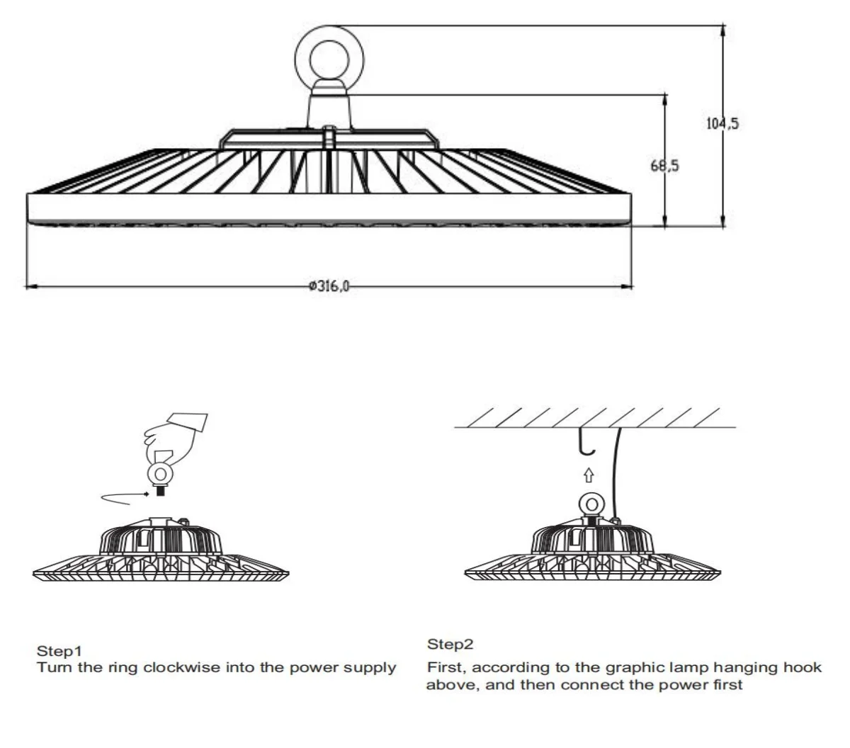 Super Brightness 150W 200W Canopy Luminaire Warehouse commercial Lighting Industrial lamp UFO Led High Bay Light